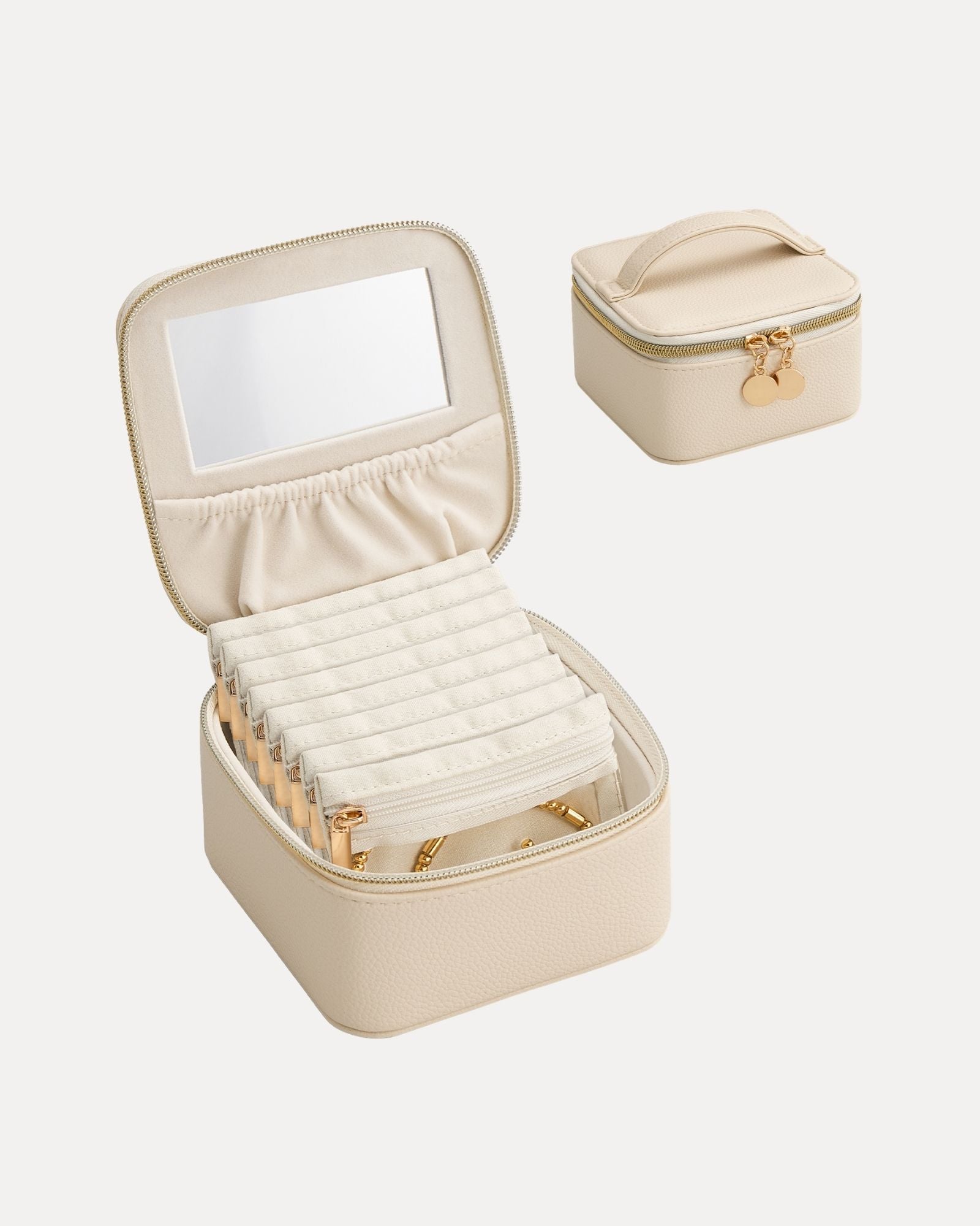 Lolalet Jewelry Box Schmucketui Beige Reise 8 Beutel