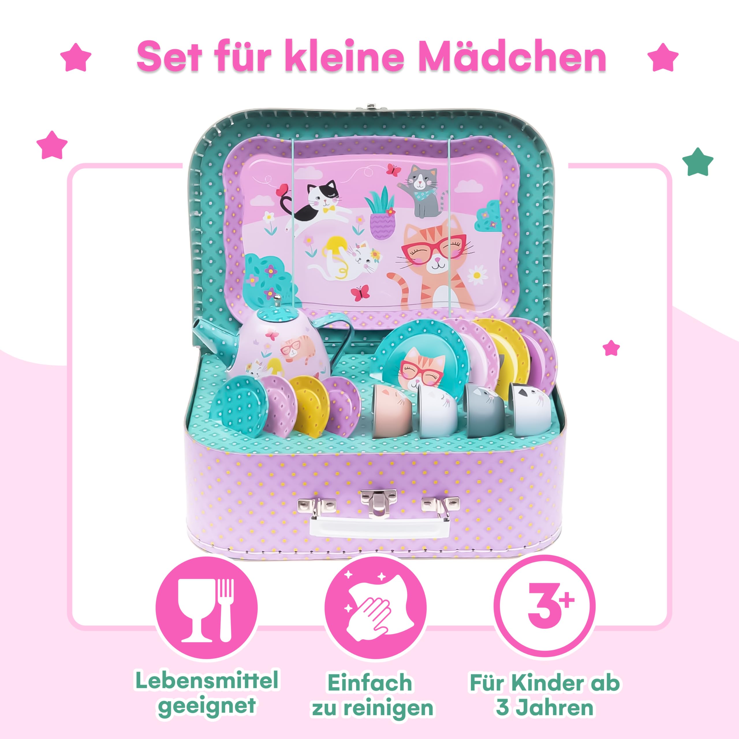 Jewelkeeper Tea Sets Teeservice Katze 15-teilig Zinn