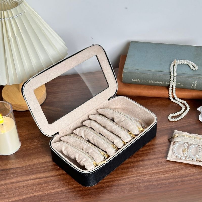 Lolalet Jewelry Box Reise Schmuckkasten Beige 8 in 1