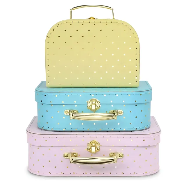 Jewelkeeper Storage Pappkoffer 3er-Set Gold Aufbewahrungsbox