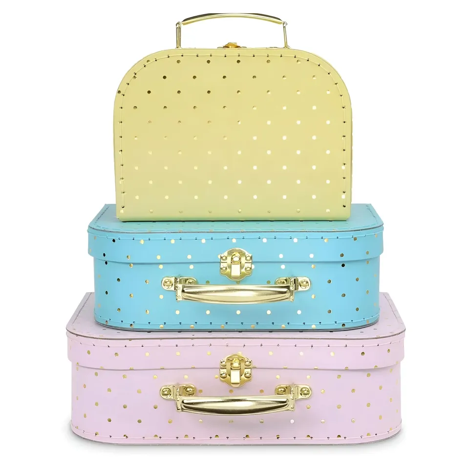 Jewelkeeper Storage Pappkoffer 3er-Set Gold Aufbewahrungsbox