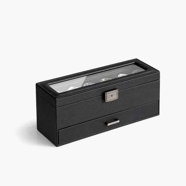 VLANDO Quiet Luxe Uhrenbox 6 Fächer Glasdeckel Abschließbar