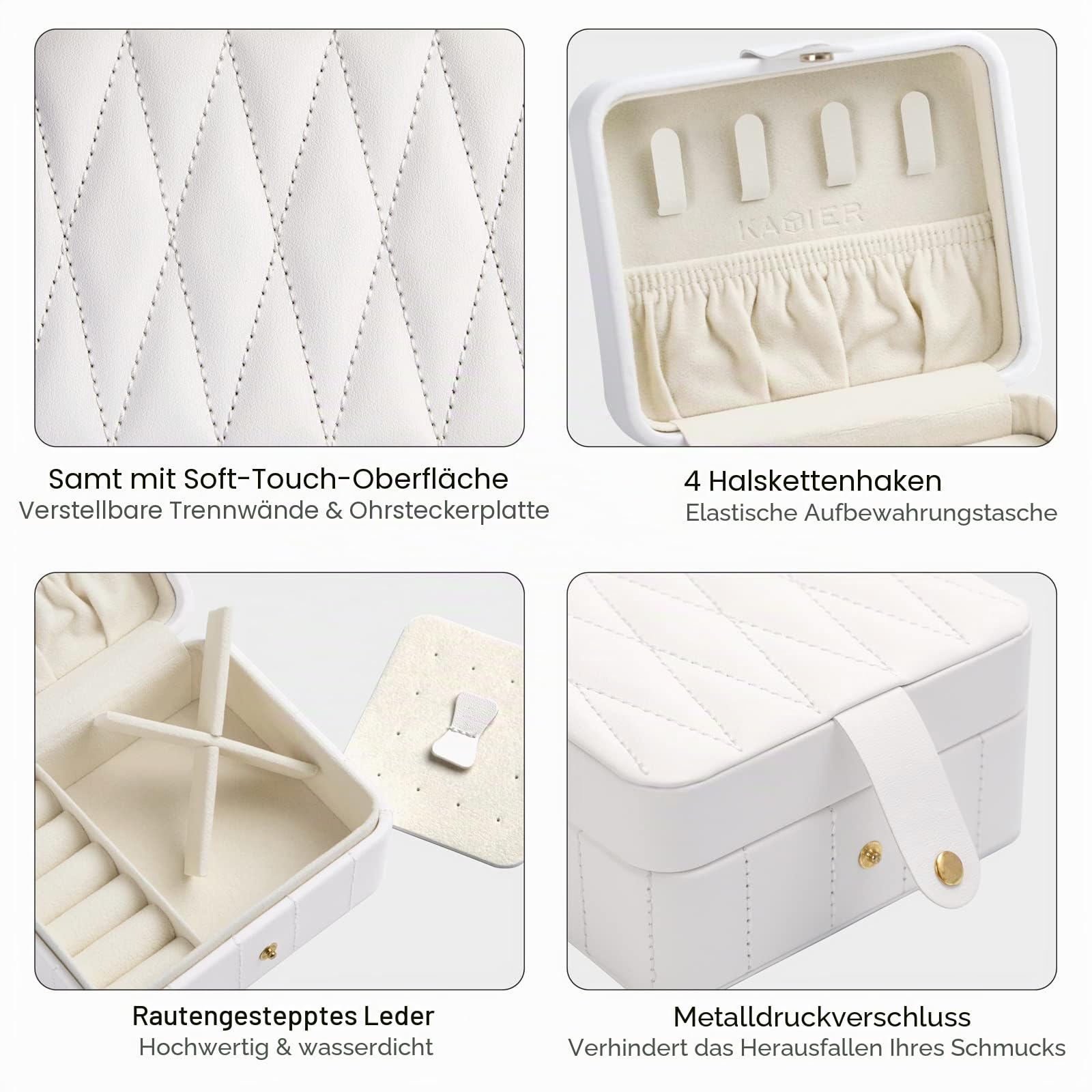 KAMIER Mini Jewelry Boxes Schmuckkästchen Weiß mit Spiegel