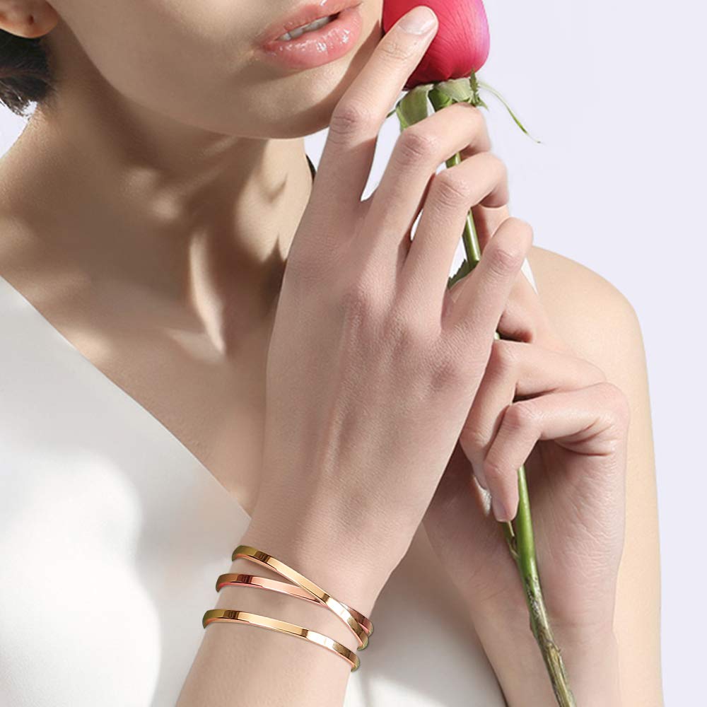 Lolalet Armreif 18K Gold Offen Dünn Damen Verstellbar