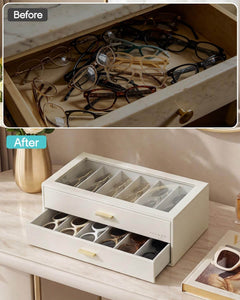VLANDO Everyday Keepsake Brillenbox 2-lagig mit Glasdeckel