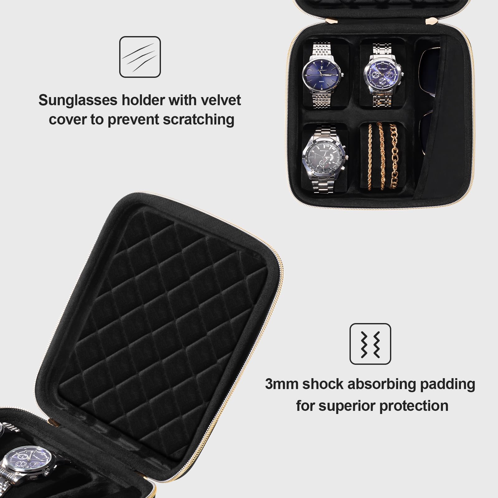 Lolalet Watch Box Uhrenbox 4 Slots Reise Hartschale