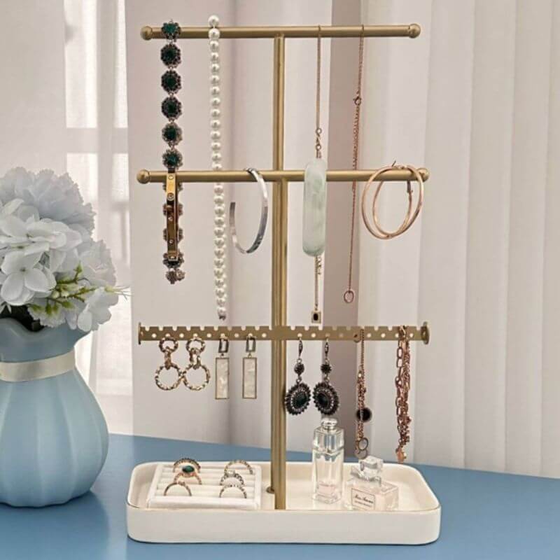 Lolalet Jewelry Stand Kettenständer Gold Samt Ringschale