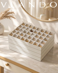 VLANDO Everyday Keepsake Stapelbares Schmucktablett Set Latte Beige Samt