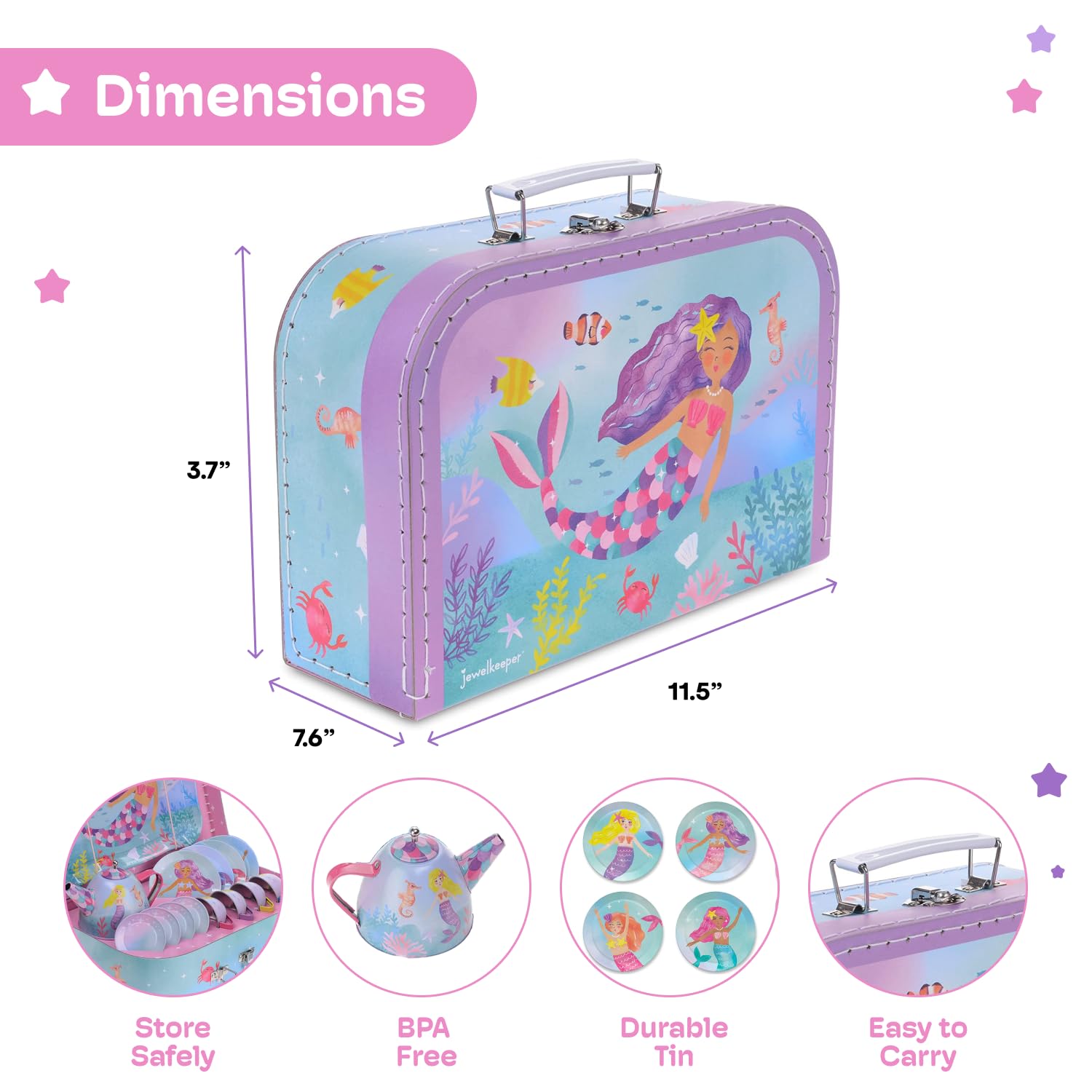 Jewelkeeper Tea Sets Tin Teeservice Regenbogen-Meerjungfrau