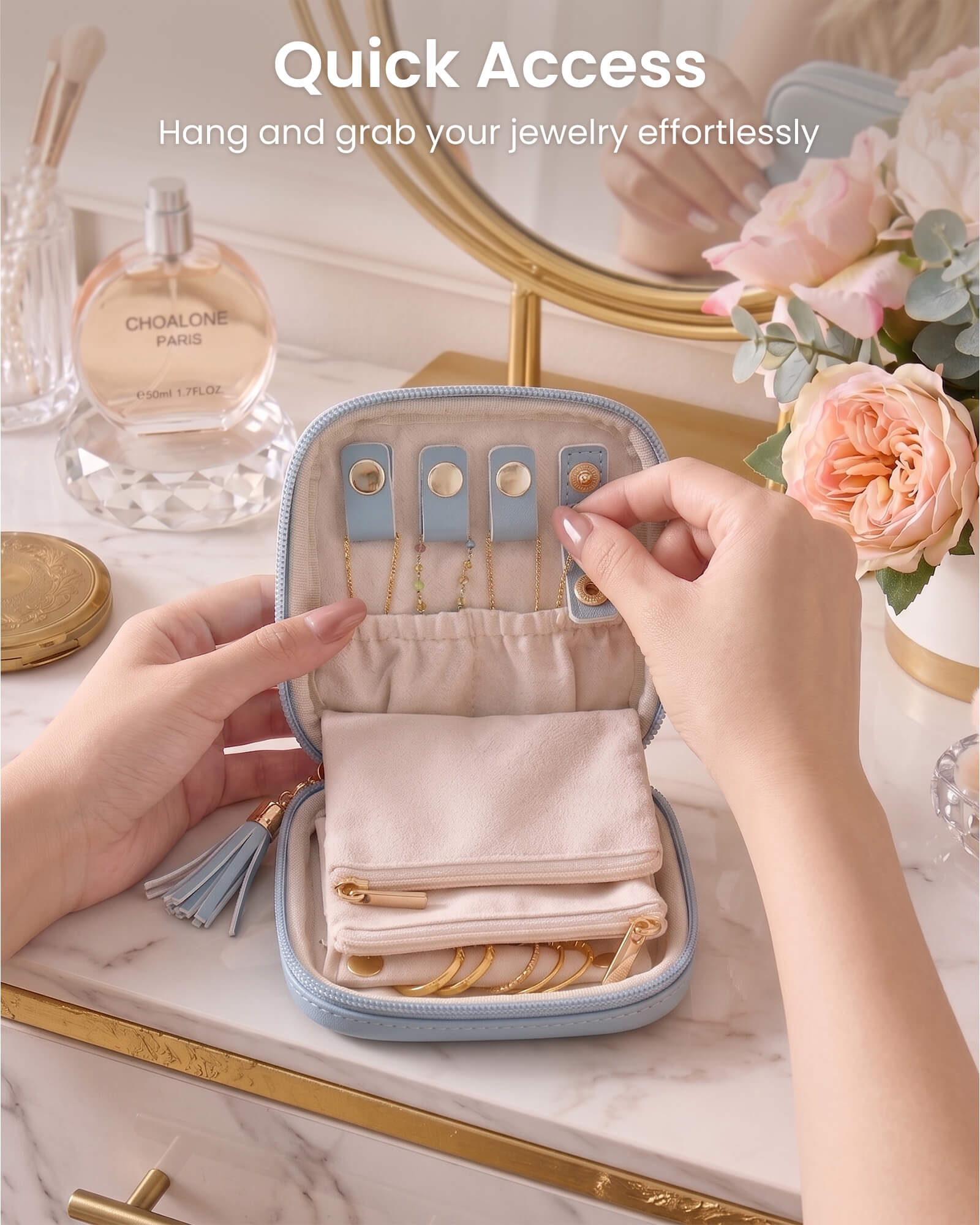 Lolalet Jewelry Box Schmucketui Blau Reise Reissverschluss
