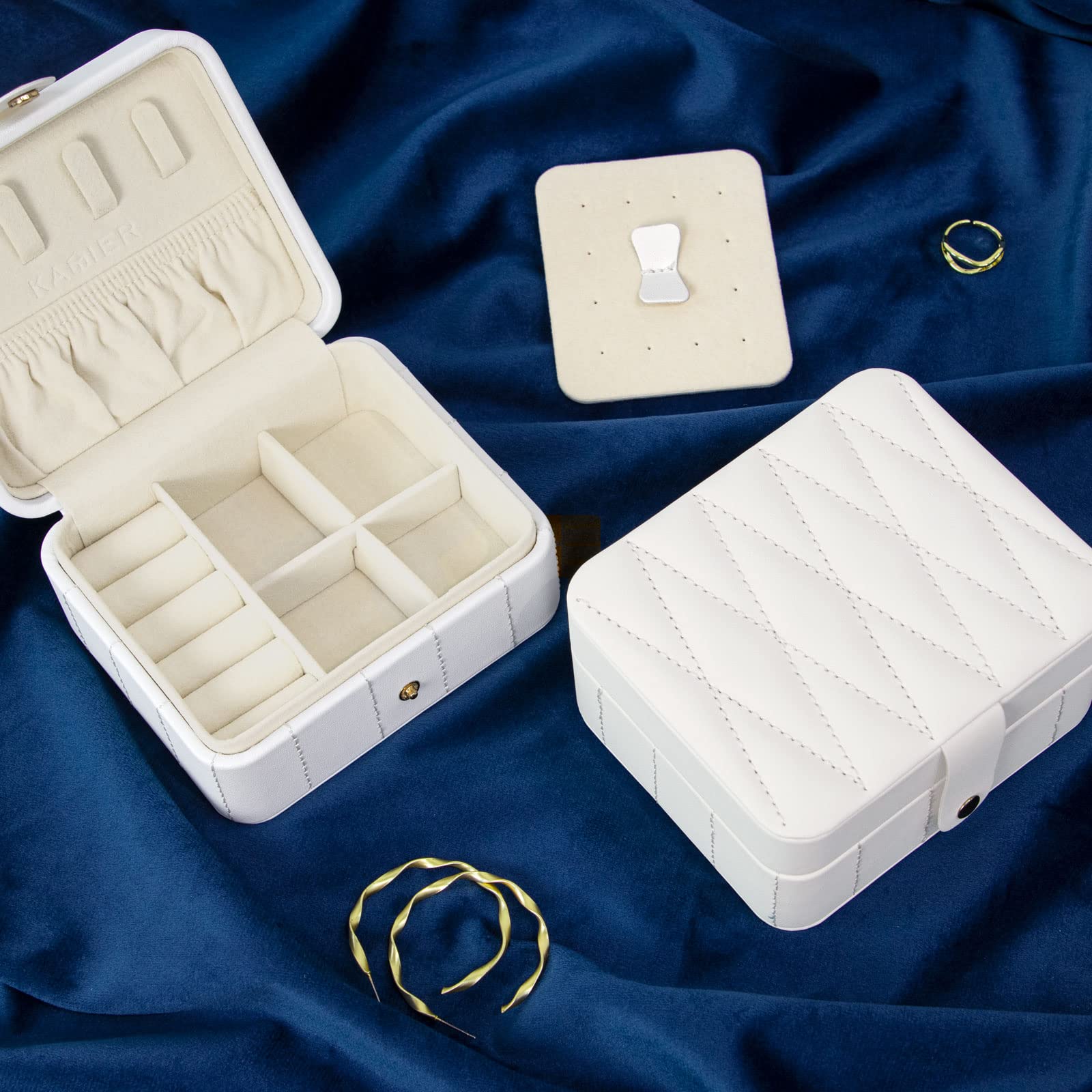 KAMIER Mini Jewelry Boxes Schmuckkästchen Weiß mit Spiegel