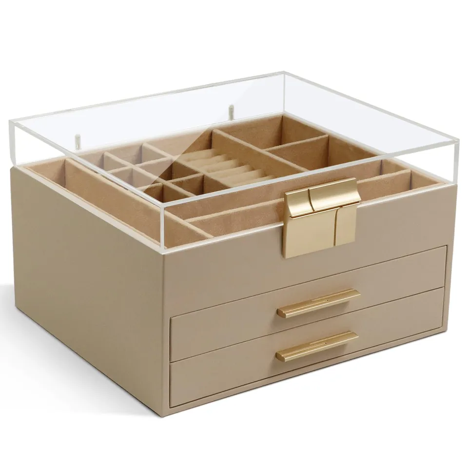 KAMIER Acrylic Schmuckkästchen Beige mit Acryldeckel