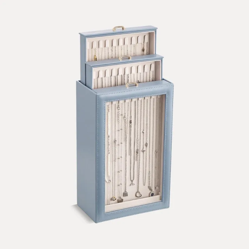 Lolalet Jewelry Box Schmuckkästchen 3 Schubladen Blau Glasdeckel