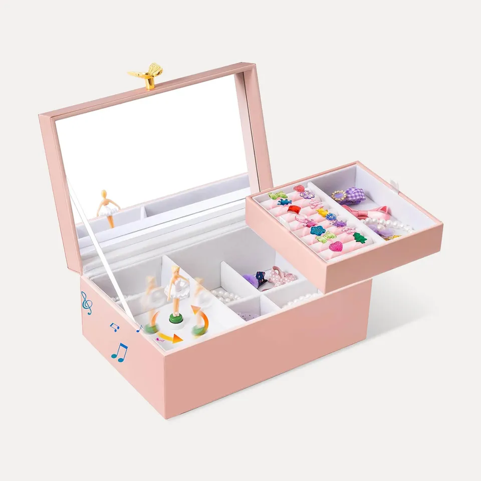 Lolalet Jewelry Box Spieluhr Ballerina Schmuckkästchen Rosa
