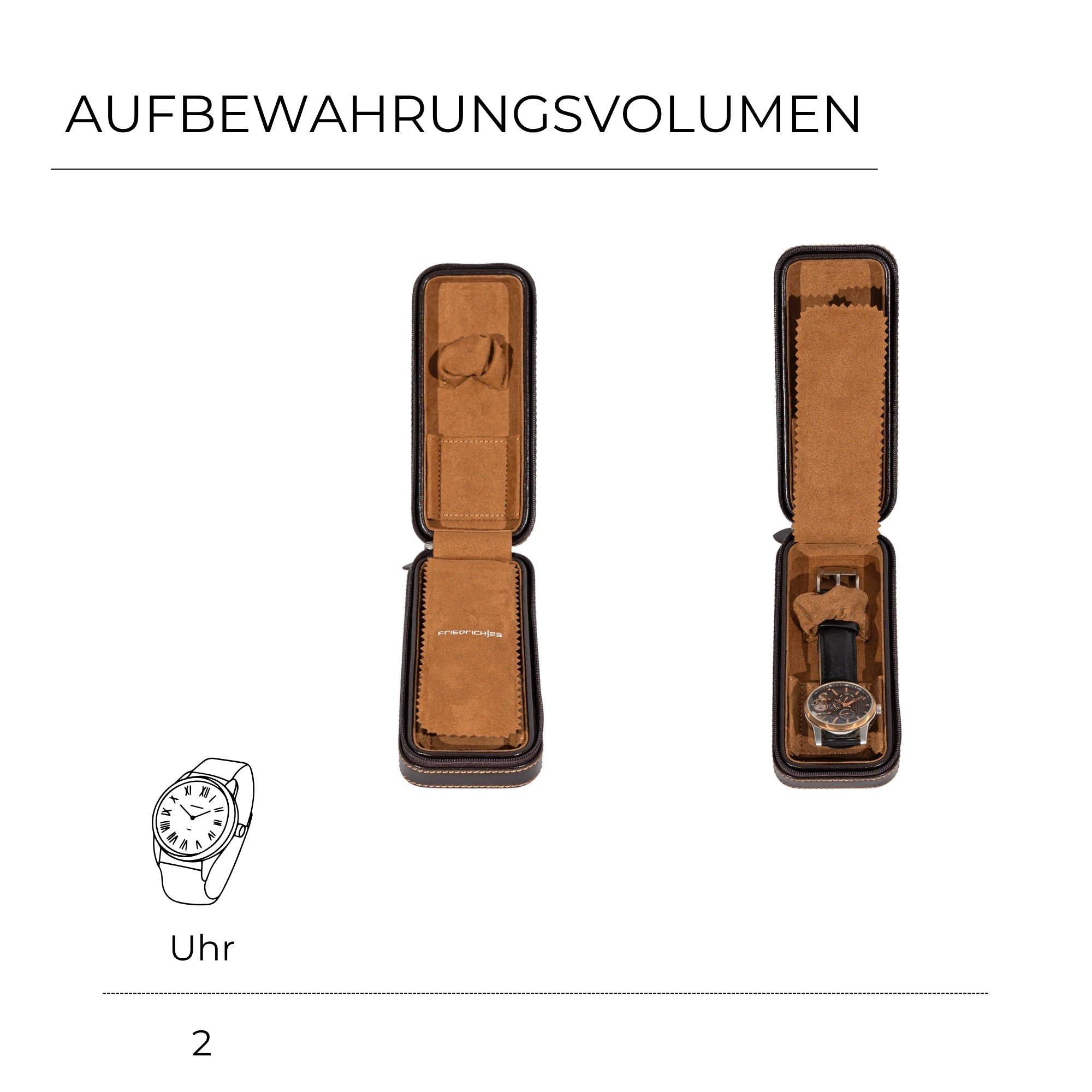 Friedrich 23 Bond Uhrenetui 2 Uhren schwarz Kunstleder