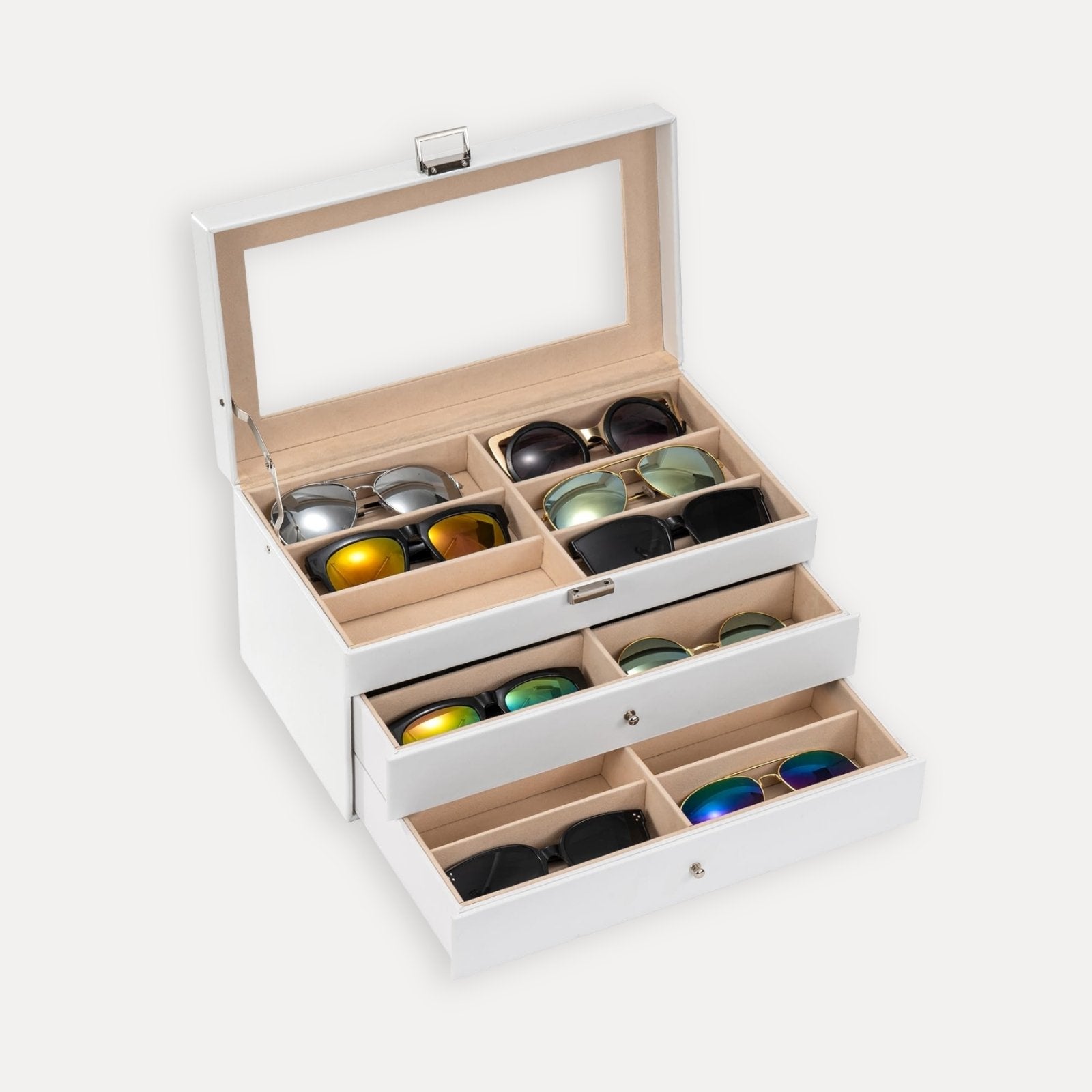 Lolalet Sunglass Box Leather Brillenbox Small 8 Fächer Schwarz