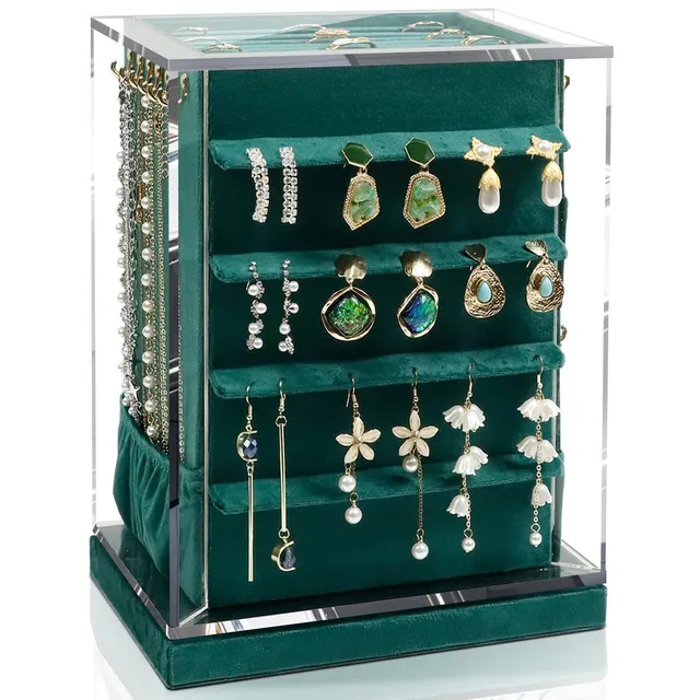 KAMIER Jewelry Stand Holders Schmuckkästchen Grün drehbar