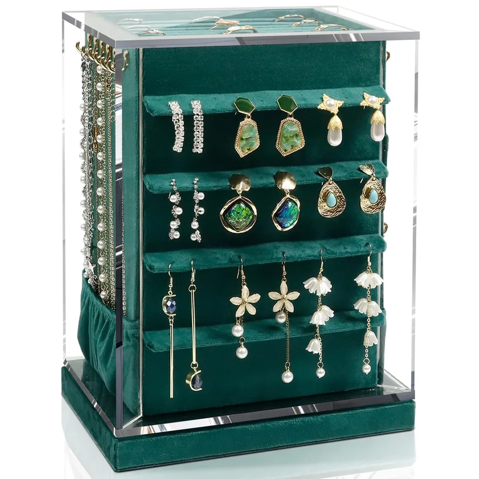 KAMIER Jewelry Stand Holders Schmuckkästchen Grün drehbar