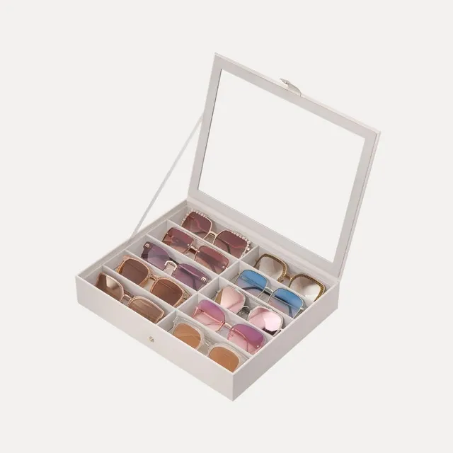 Lolalet Sunglass Box Clear Lid Brillenbox Beige 1 Lage 10 Fächer