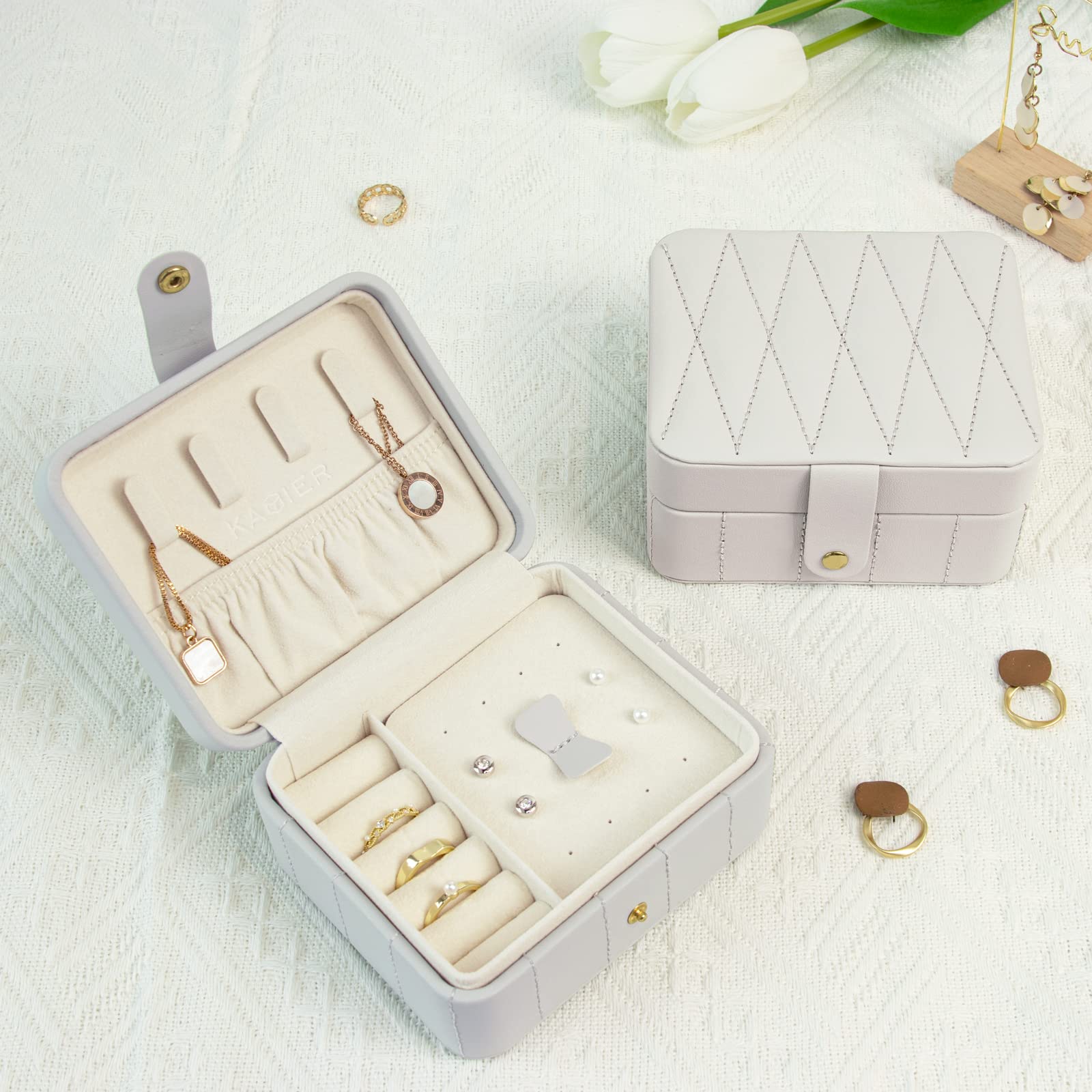 KAMIER Mini Jewelry Boxes Schmuckkästchen Grau Diamant