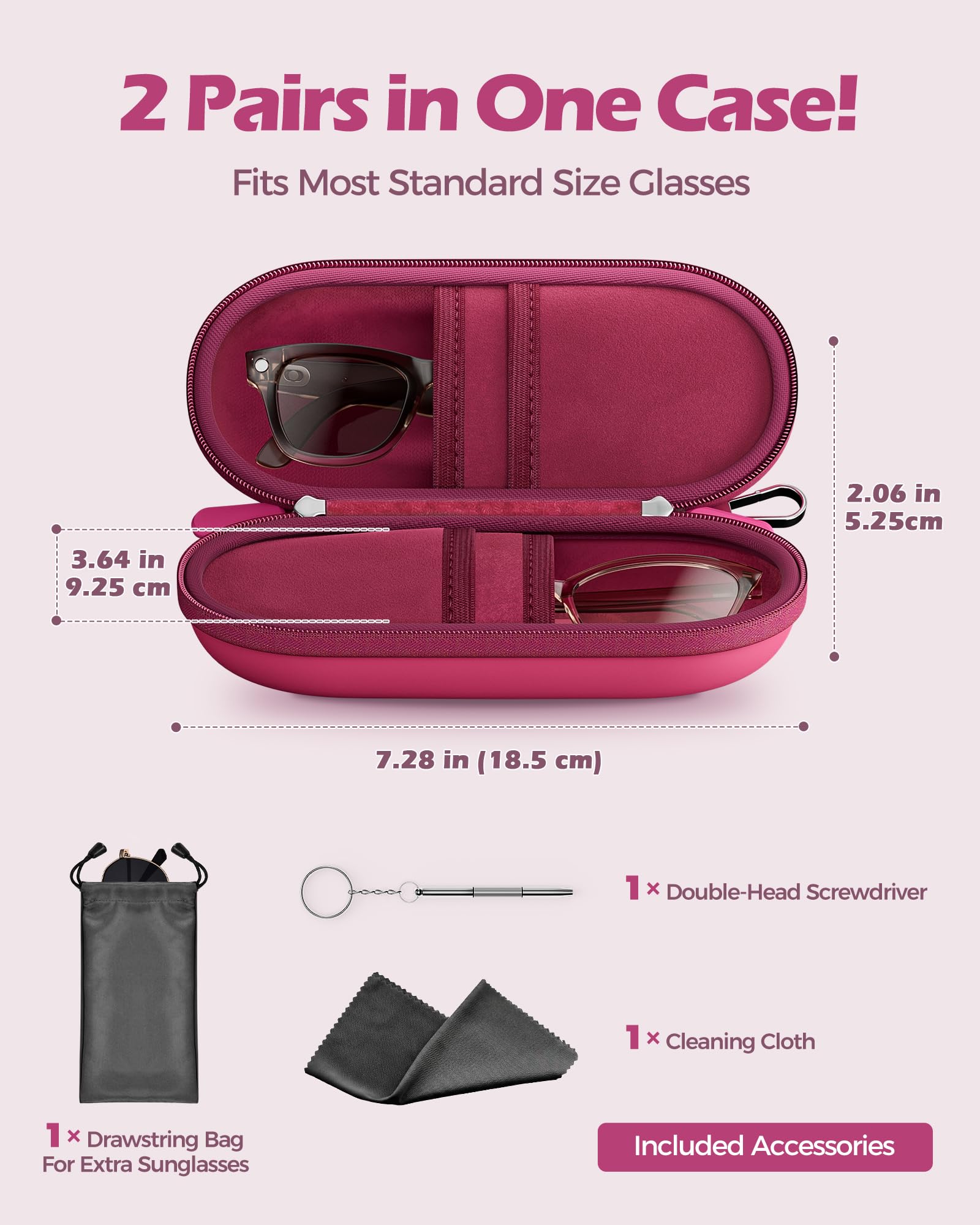 Lolalet Sunglass Box Brillenetui Himbeere für 2 Brillen EVA