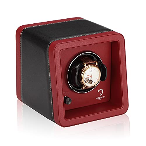 Modalo Saturn MV4 Uhrenbeweger 1 Uhr Rotes Leder Touch