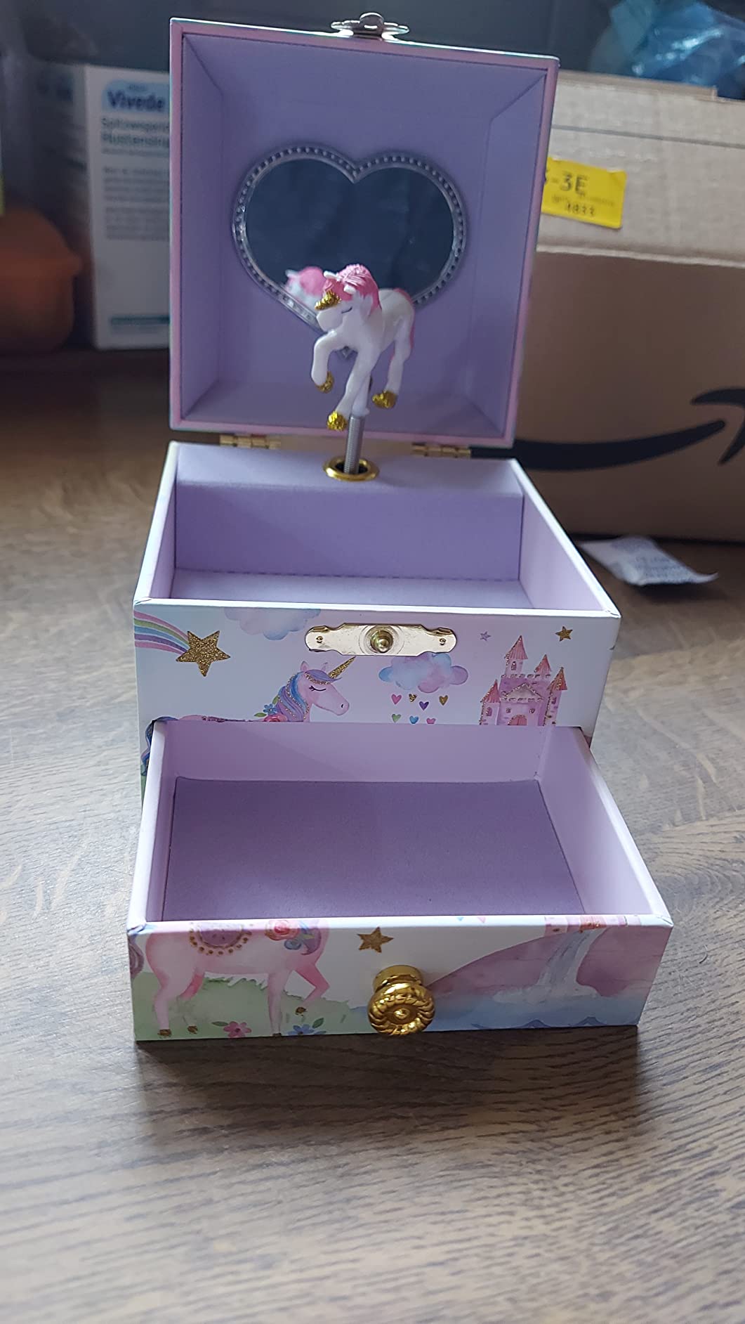 Jewelkeeper Unicorn Schmuckdose Glitzer-Einhorn 8x10x10 cm Musik