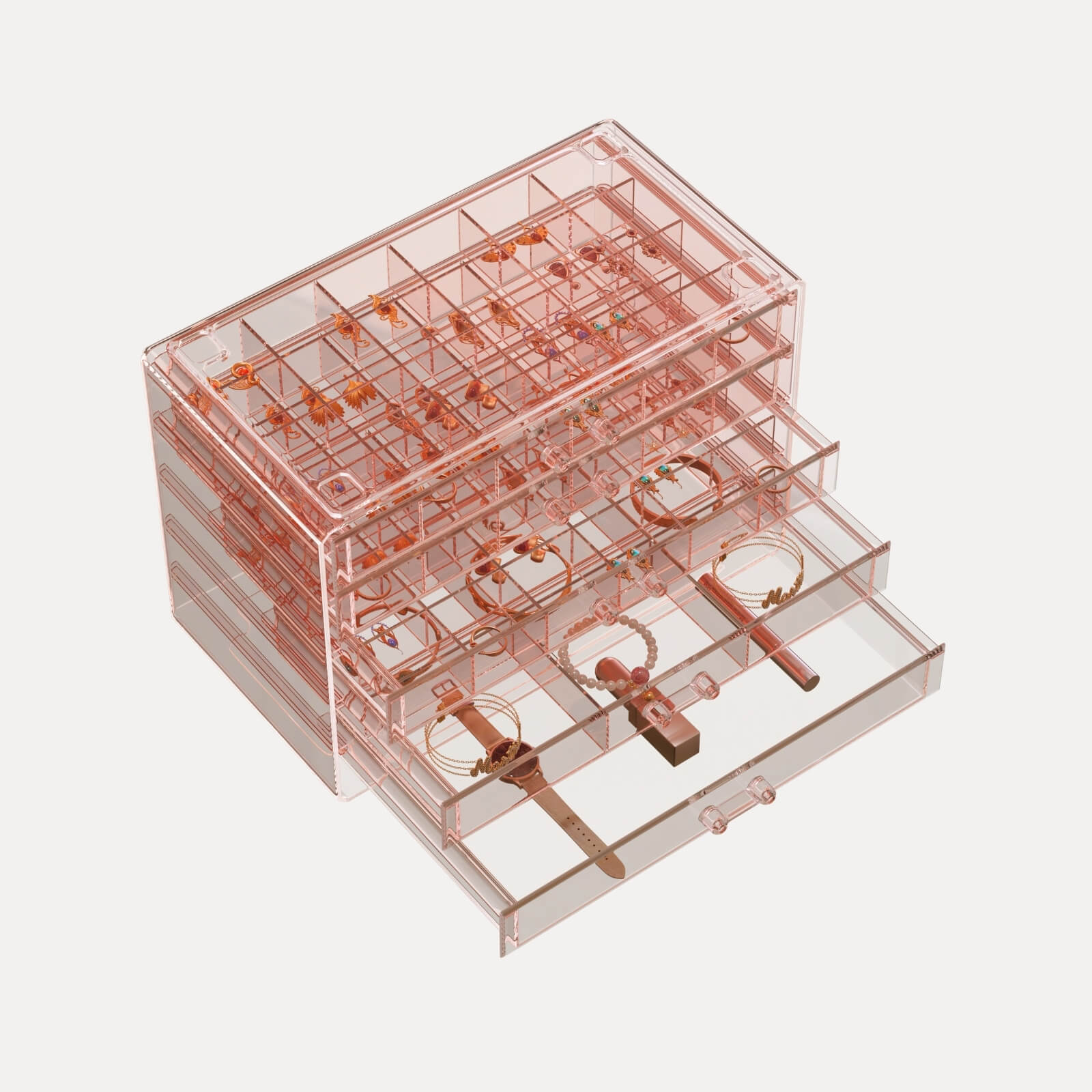 Lolalet Jewelry Box Schmuckkasten Acryl 5 Lagen transparent