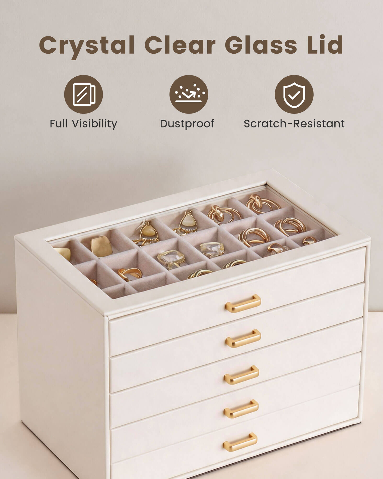 Lolalet Jewelry Box Schmuckkästchen Beige 5-lagig 23,5 cm