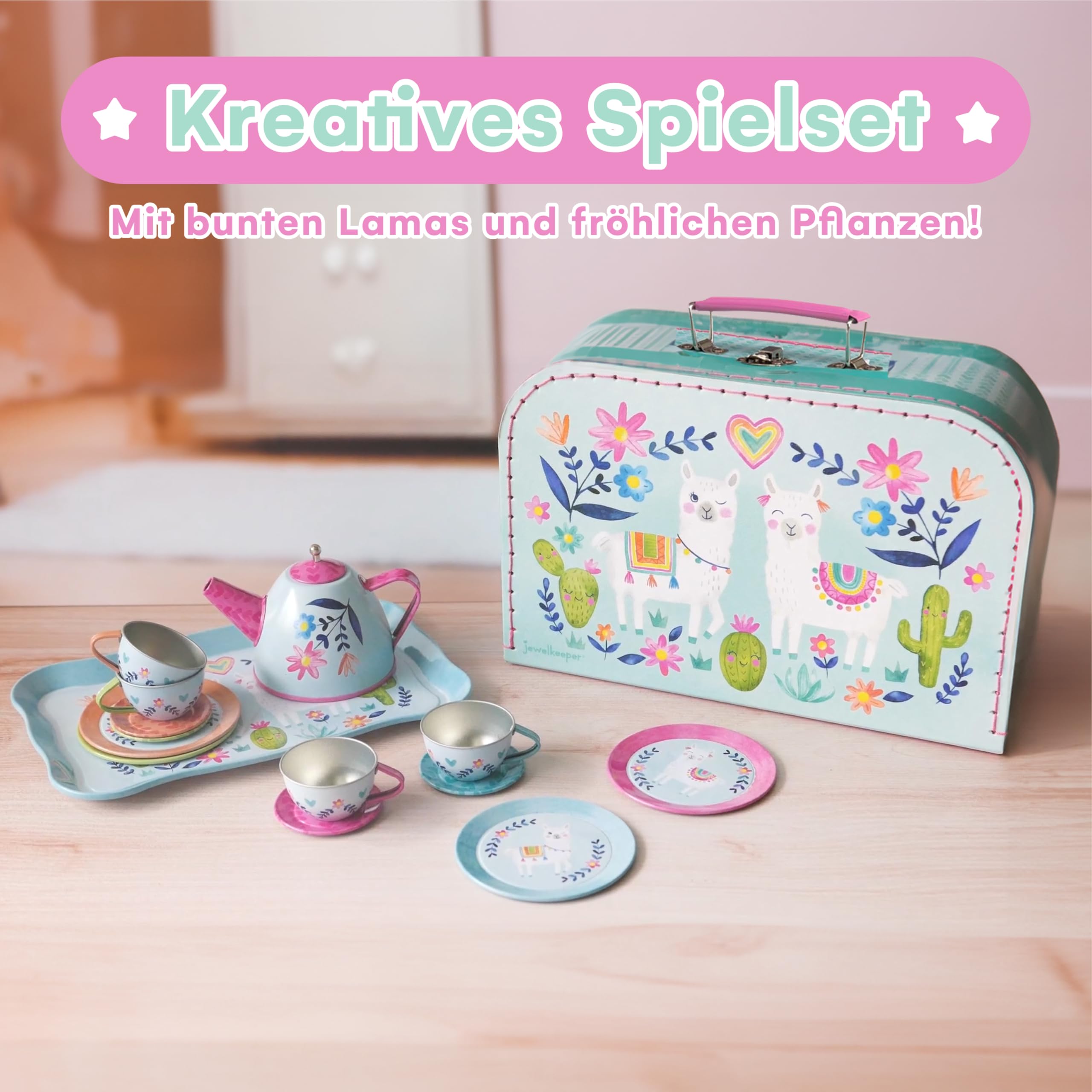 Jewelkeeper Tea Sets Teeservice Zinn 15tlg Lama Design Koffer