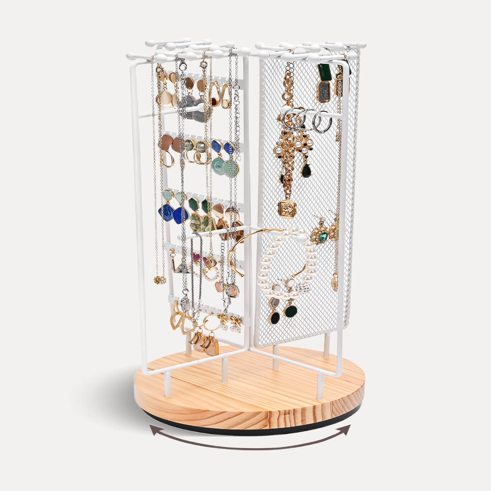 Lolalet Jewelry Stand Schmuckständer Drehbar Weiß 360 Grad