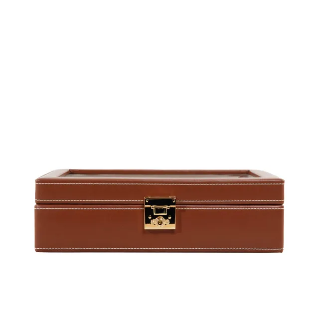 Friedrich 23 Cordoba Uhrenbox Leder 10 Uhren Braun Glas