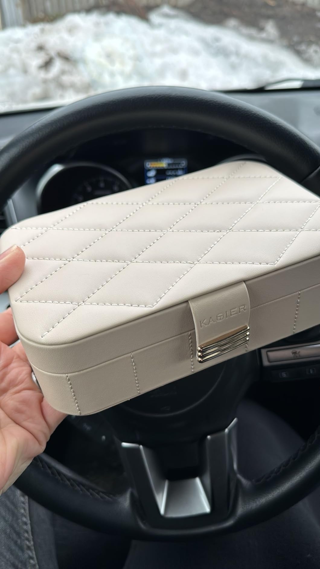 KAMIER Mini Schmuckkästchen Reise 2 Ebenen PU-Leder