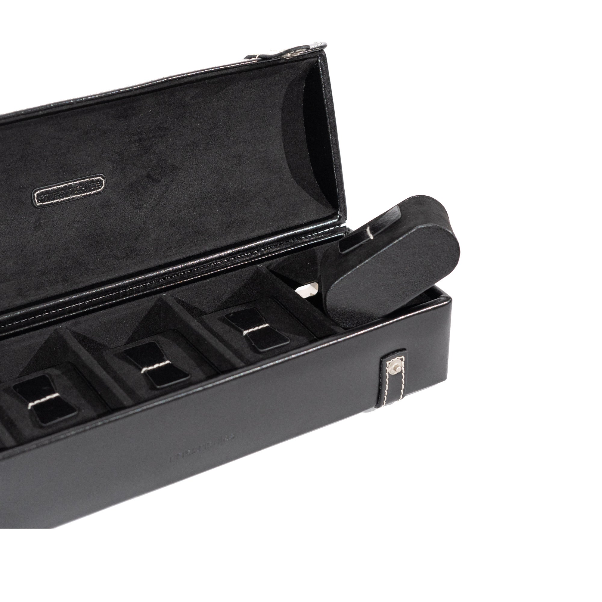 Friedrich 23 London Uhrenbox Leder Schwarz für 5 Uhren