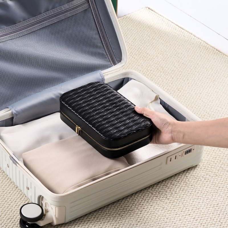 Lolalet Jewelry Box Reise Schmucketui Schwarz mit Reißverschluss