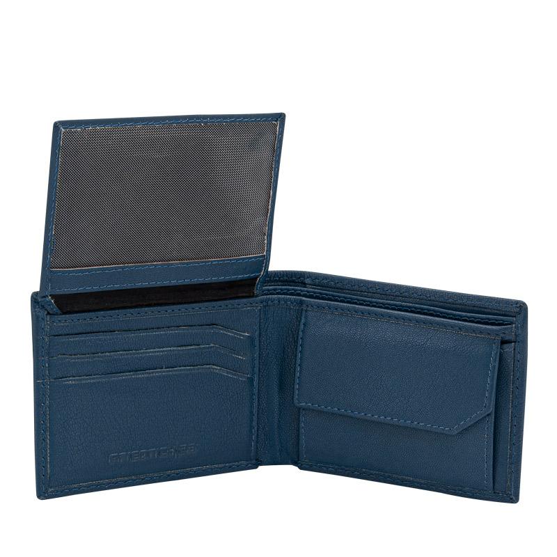 Friedrich 23 Redford Mini Geldbörse Leder RFID Blau