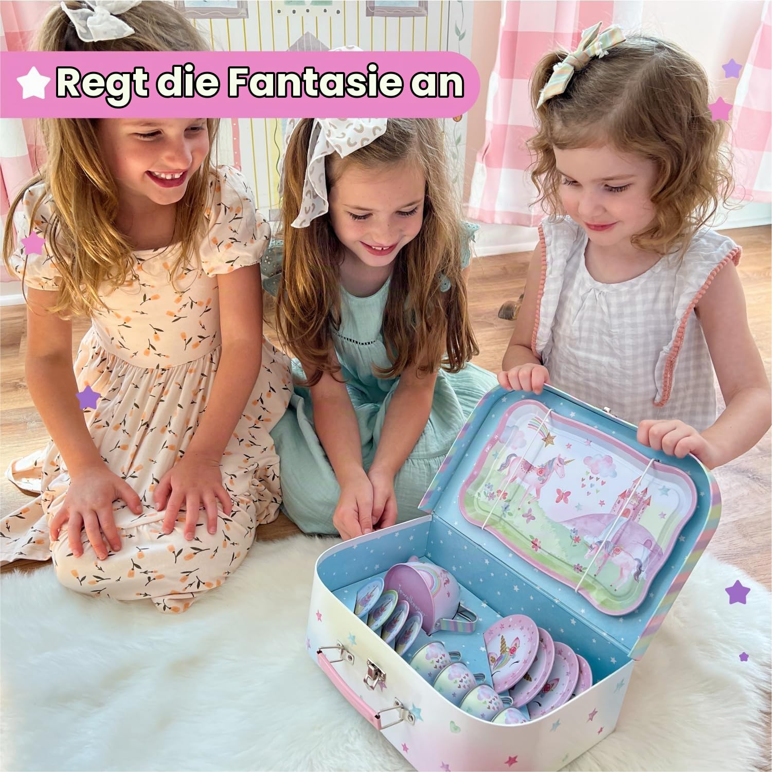 Jewelkeeper Tea Sets Teeservice Zinn 15-teilig Einhorn Party