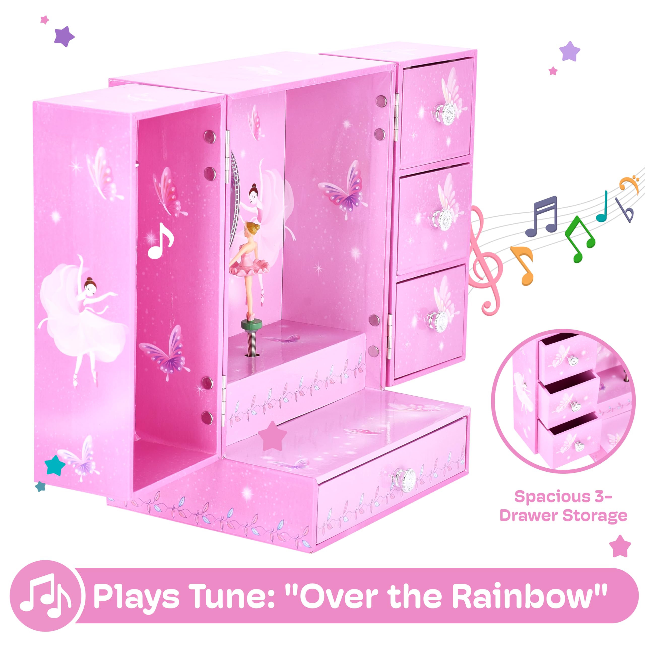 Jewelkeeper Girls Rule Schmuckkästchen Rosa Ballerina Holz