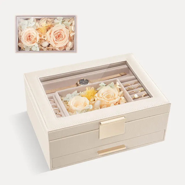Lolalet Jewelry Box Schmuckkästchen Blau 2-stöckig Glasdeckel