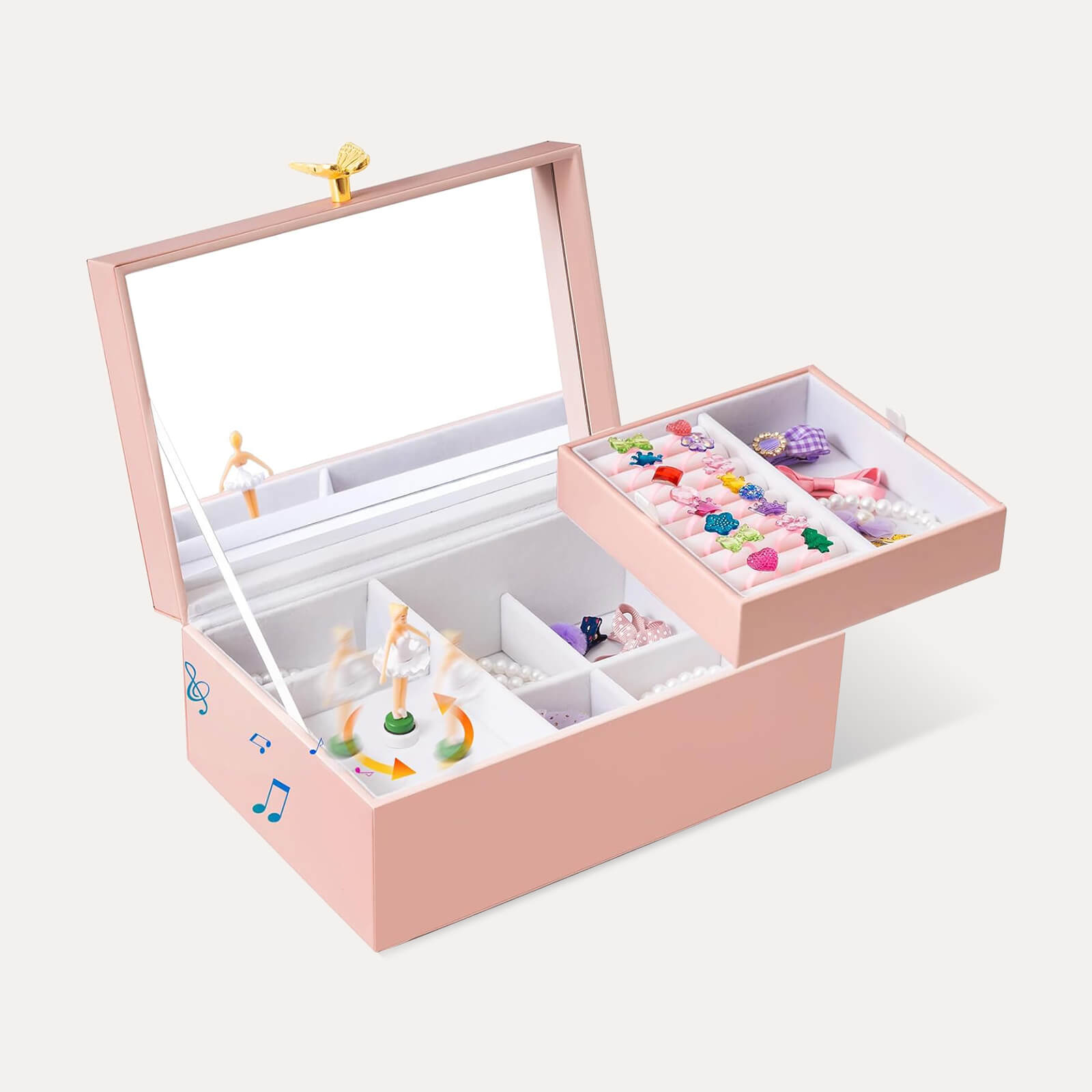 Lolalet Jewelry Box Spieluhr Ballerina Schmuckkästchen Rosa