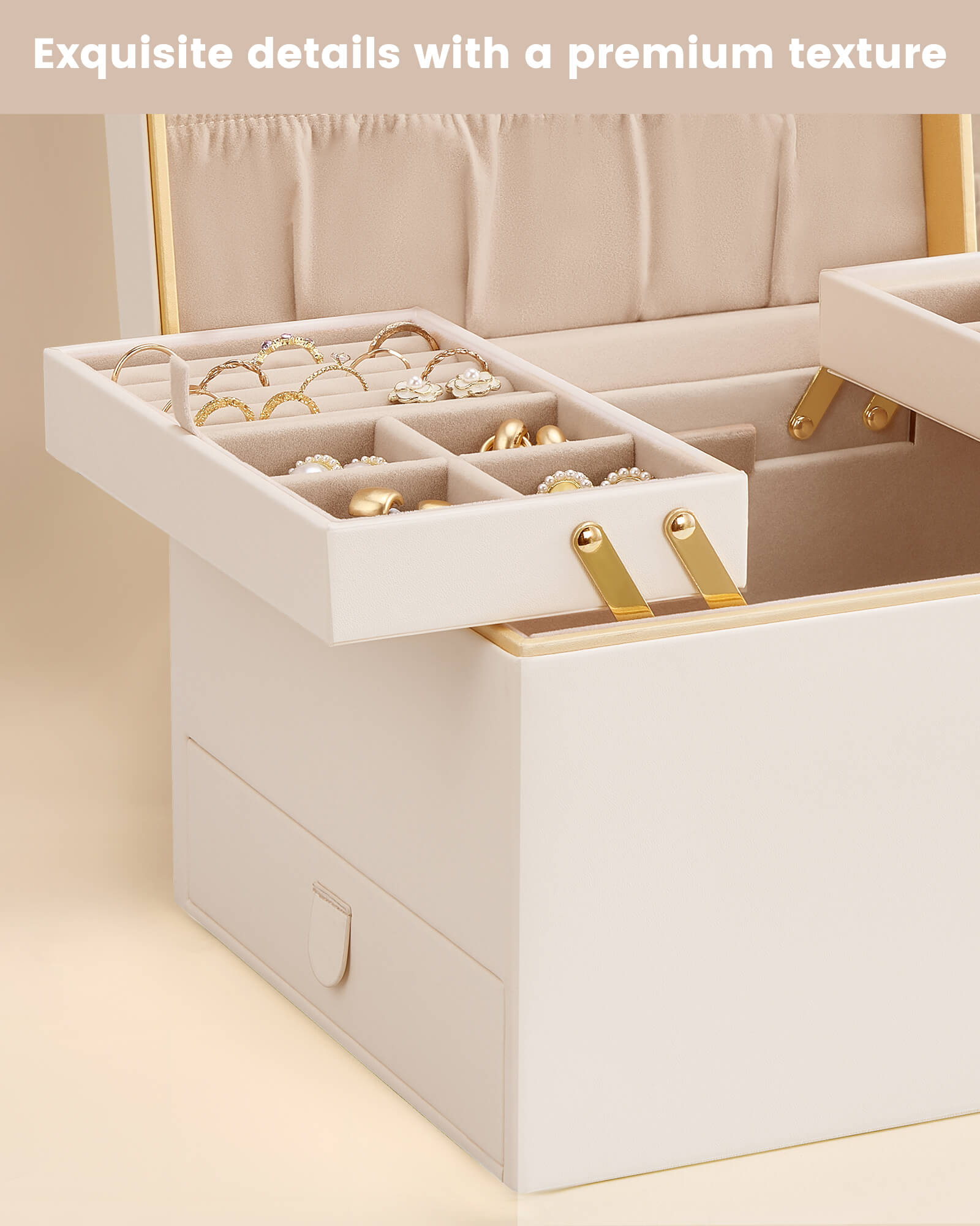Lolalet Jewelry Box Classic Schmuckkasten Weiß 2-lagig Leder