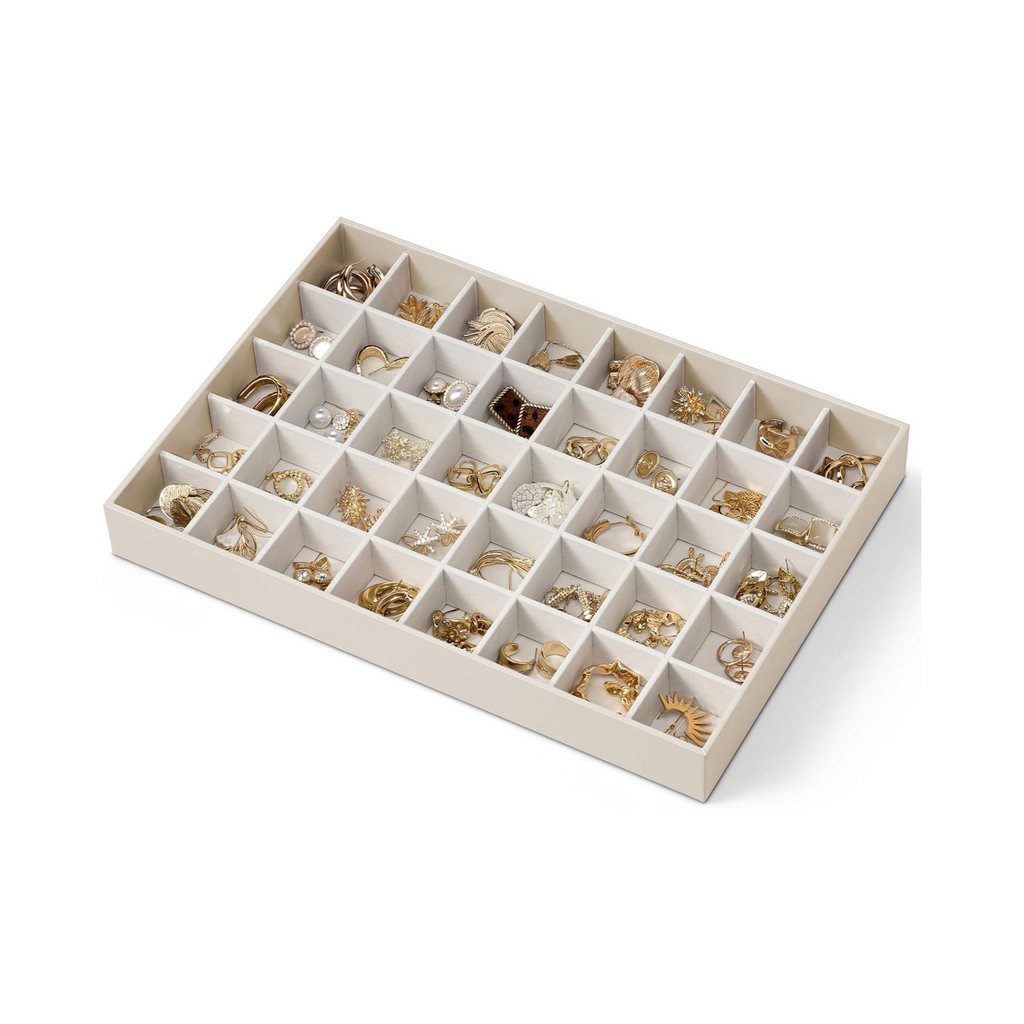 VLANDO Everyday Keepsake Stapelbares Schmucktablett Set Latte Beige Samt