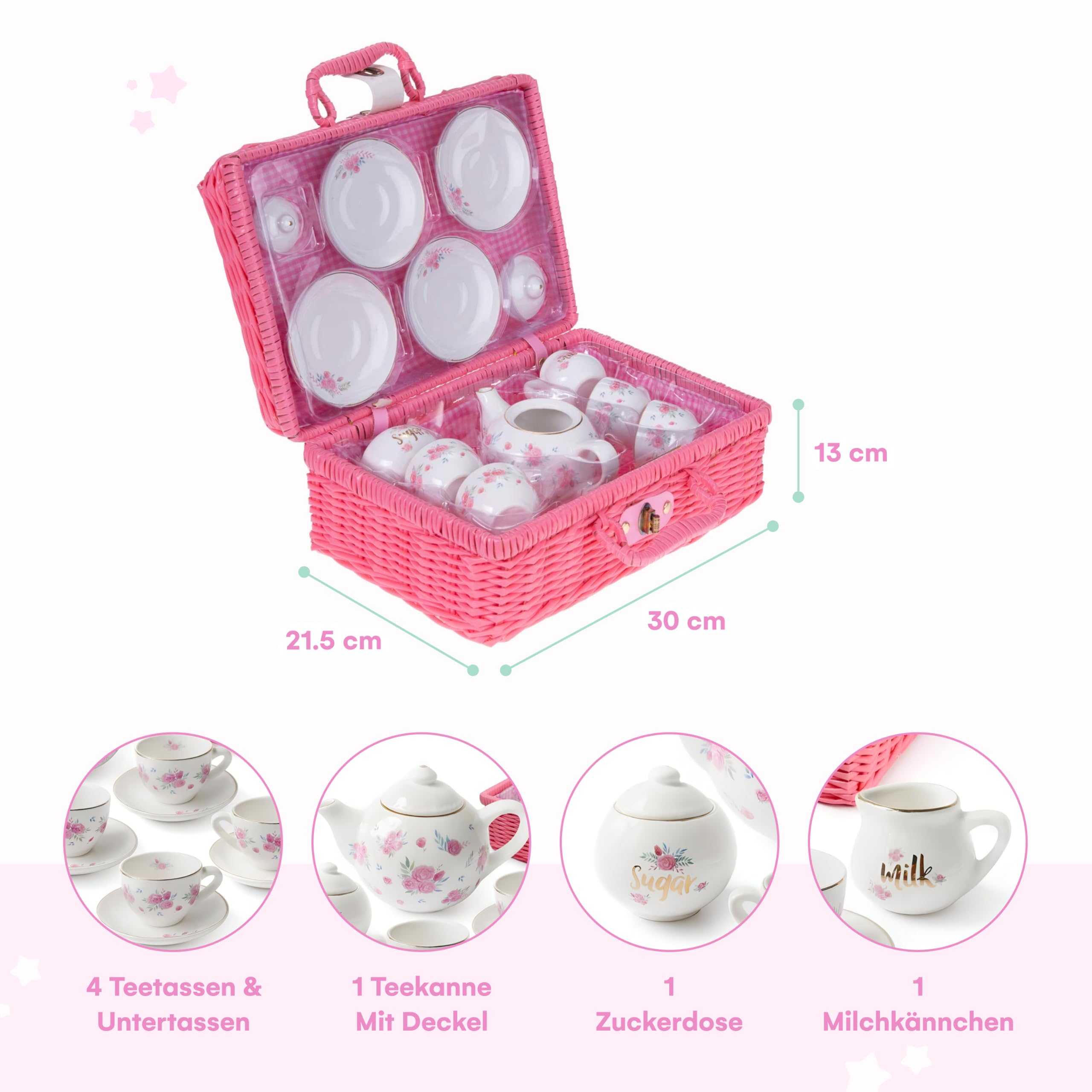 Jewelkeeper Tea Sets Teeservice Porzellan 13tlg Floral Korb