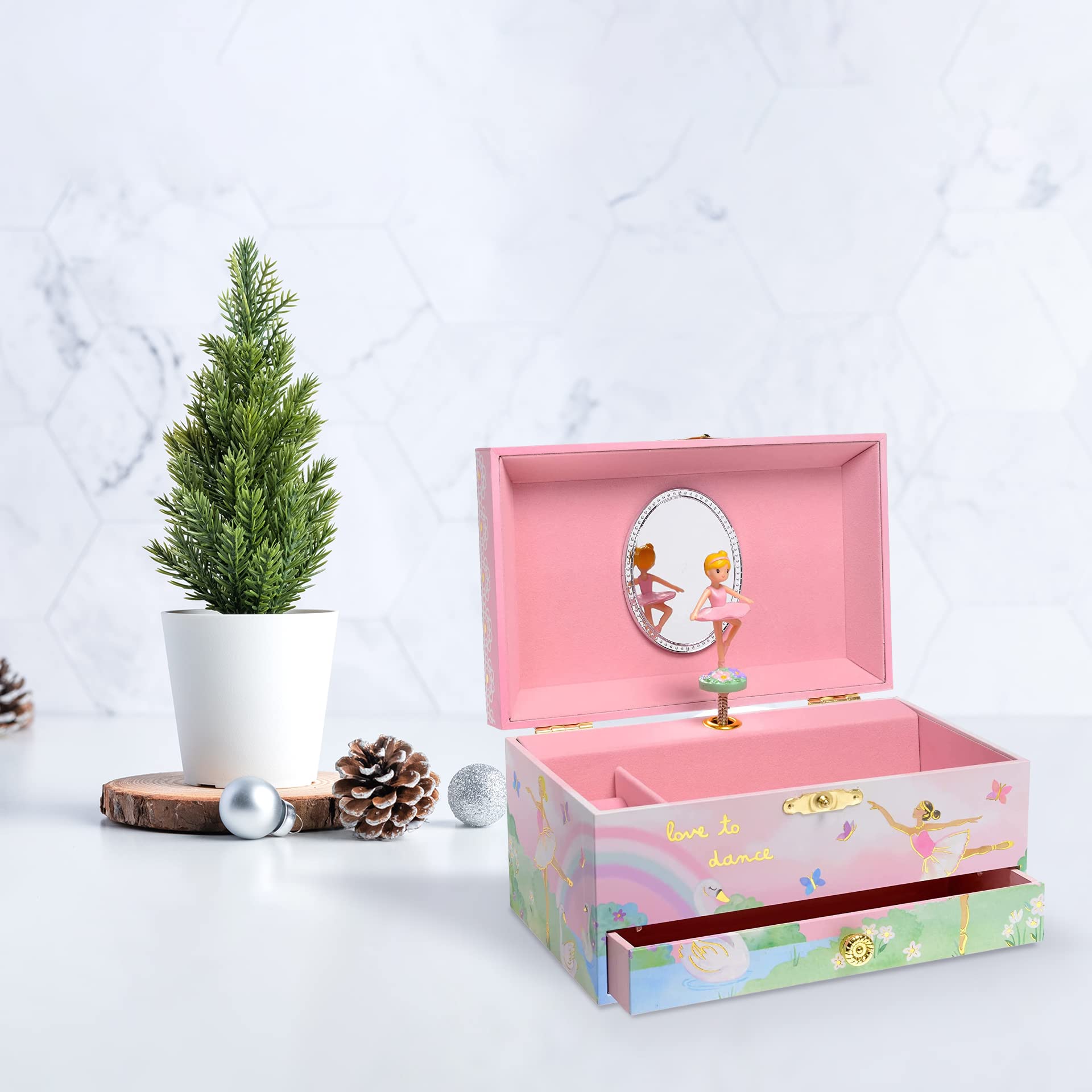 Jewelkeeper Ballerina Jewelry Boxes Spieluhr Regenbogen Schwanensee