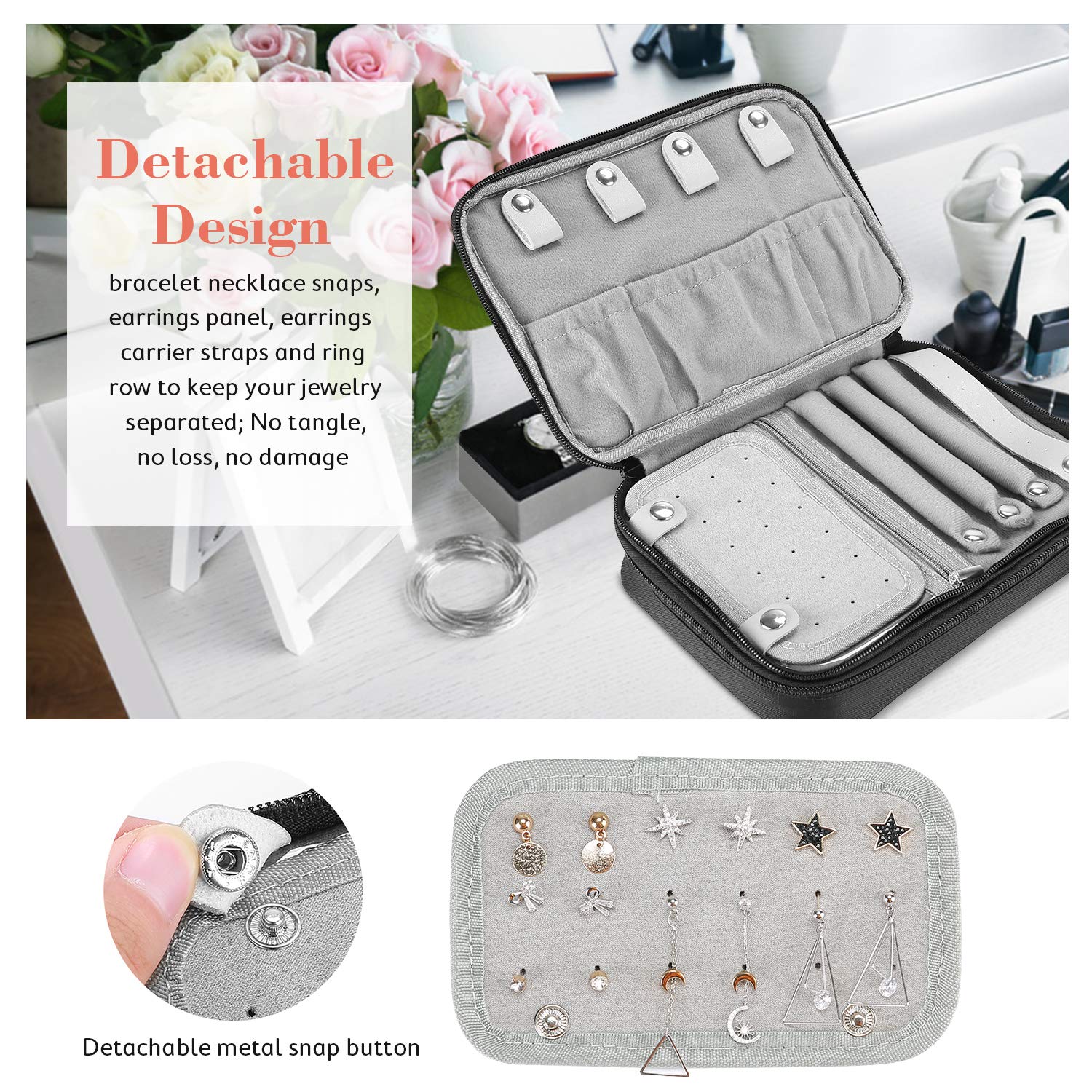 Lolalet Jewelry Box Schmucktasche mit Griff gepolstert Reise