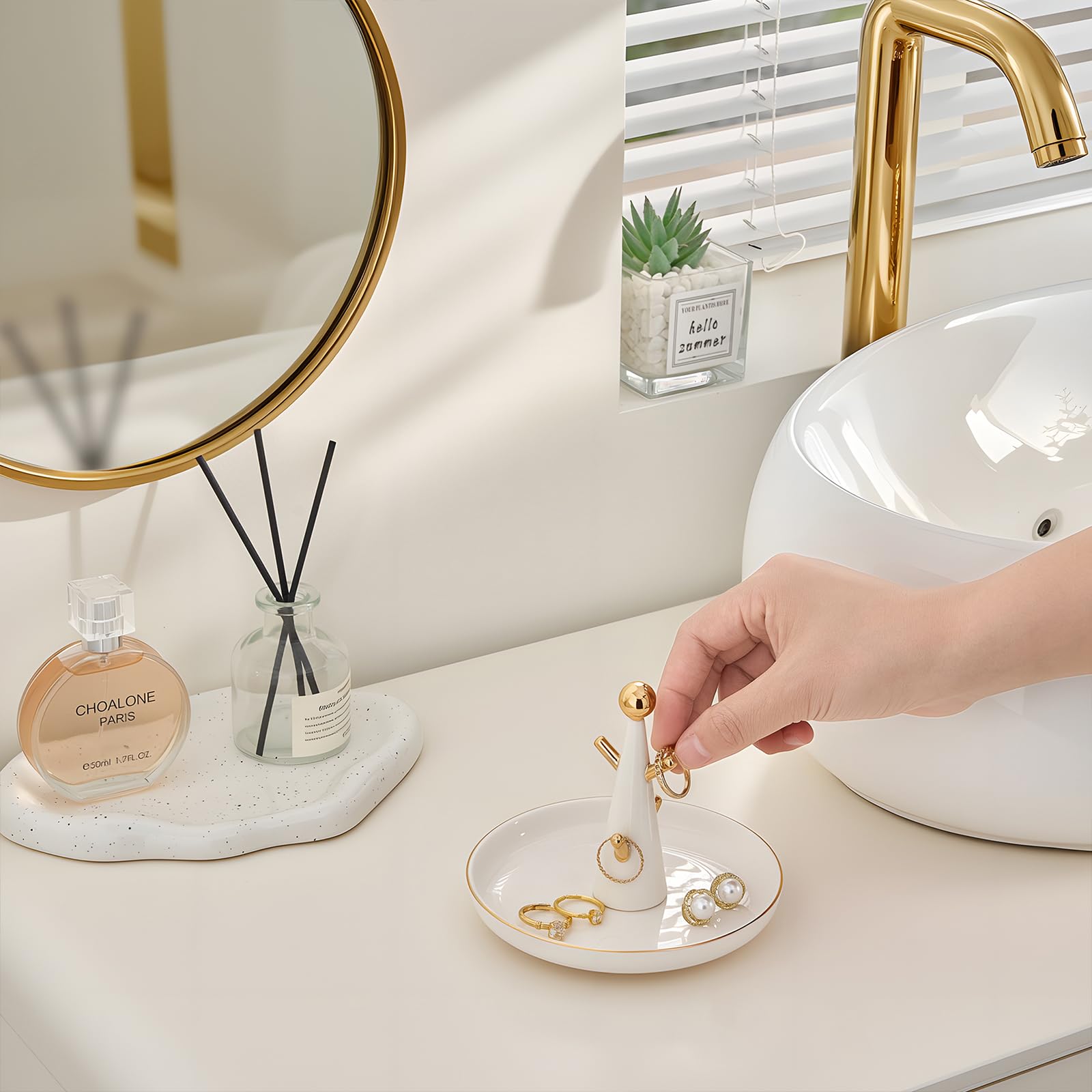 Lolalet Jewelry Tray Schmuckschale Keramik Baum Weiß