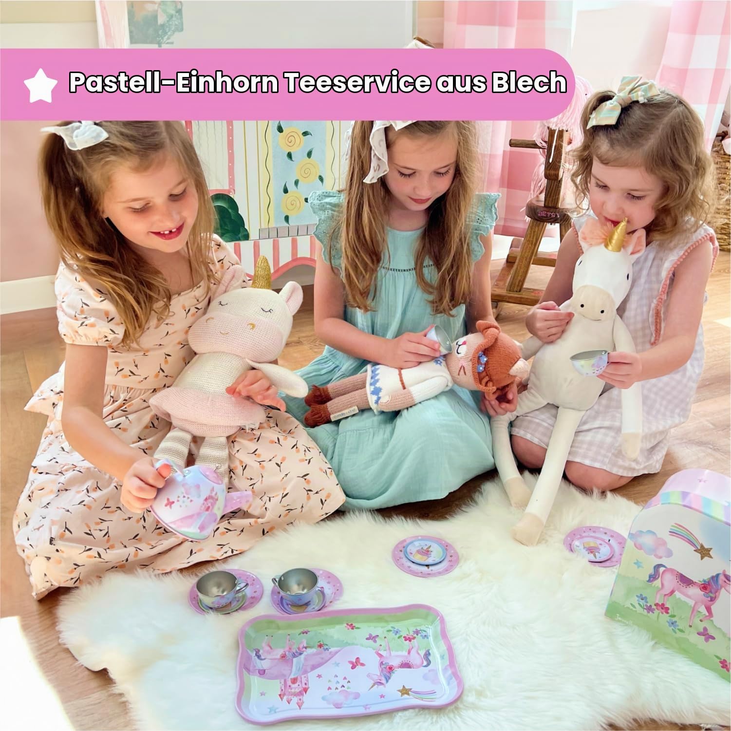 Jewelkeeper Tea Sets Teeservice Zinn 15-teilig Einhorn Party
