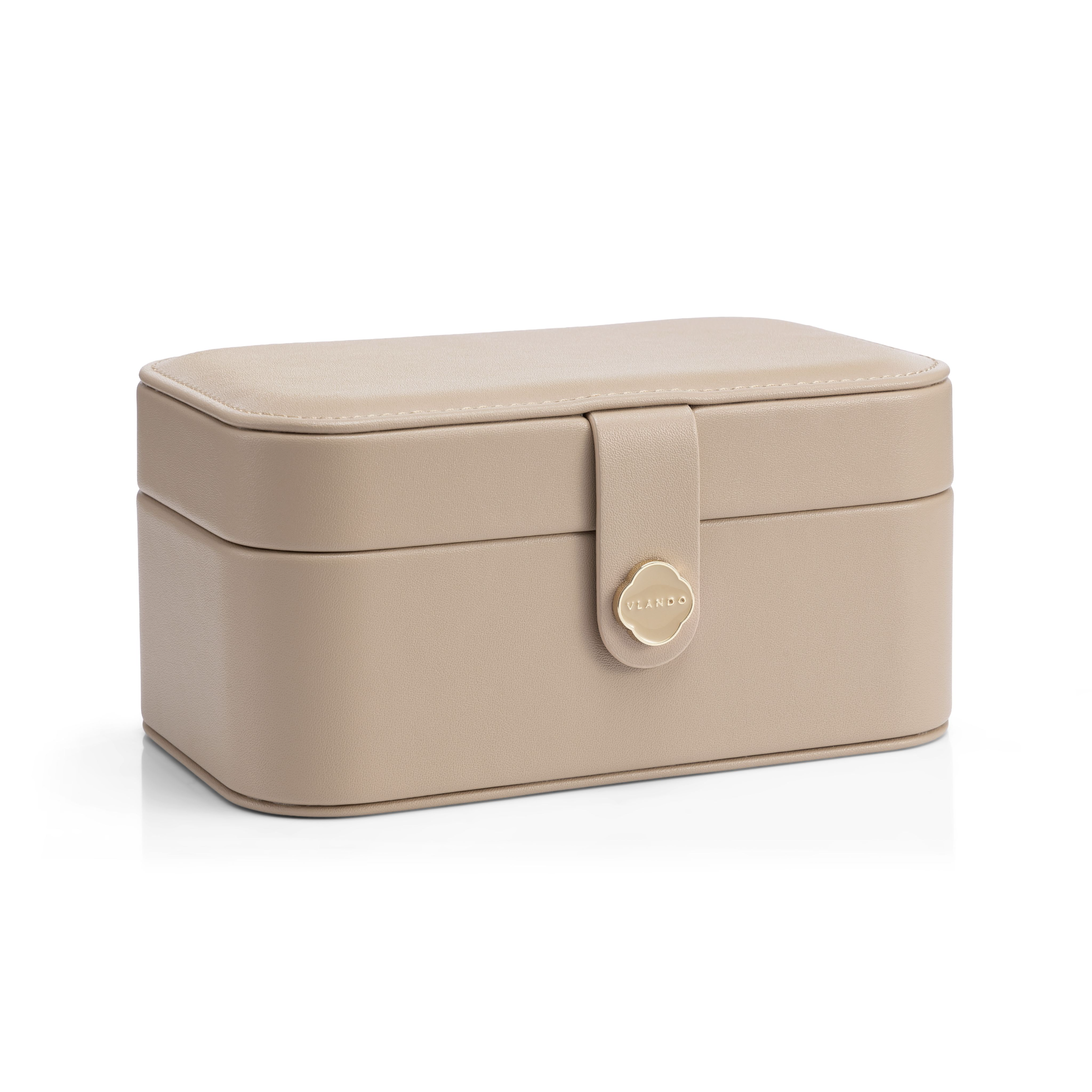 VLANDO Music Box Schmuckkasten Reise 2-lagig Creme