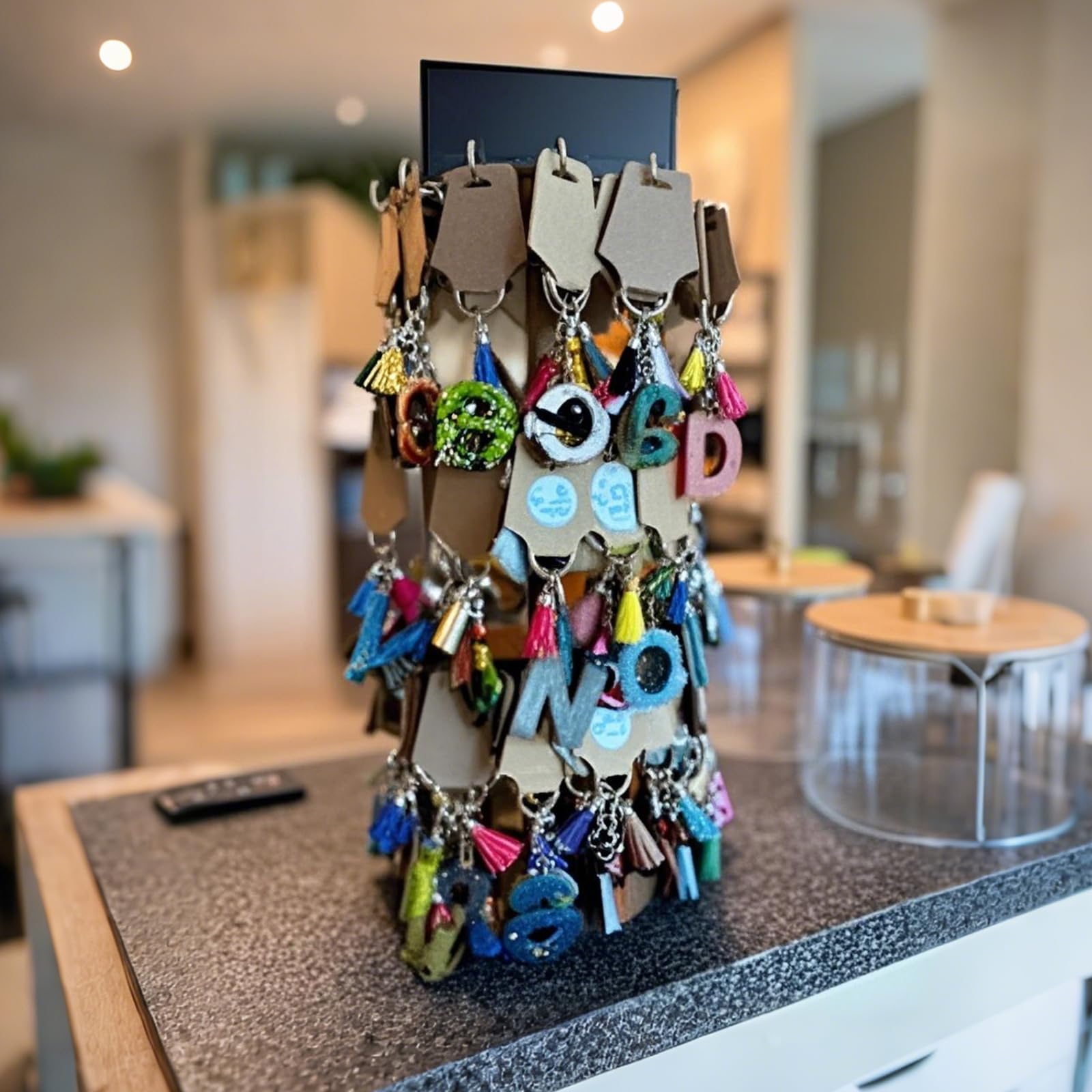 Lolalet Jewelry Stand 4 Tier Schmuckständer Dunkelbraun drehbar
