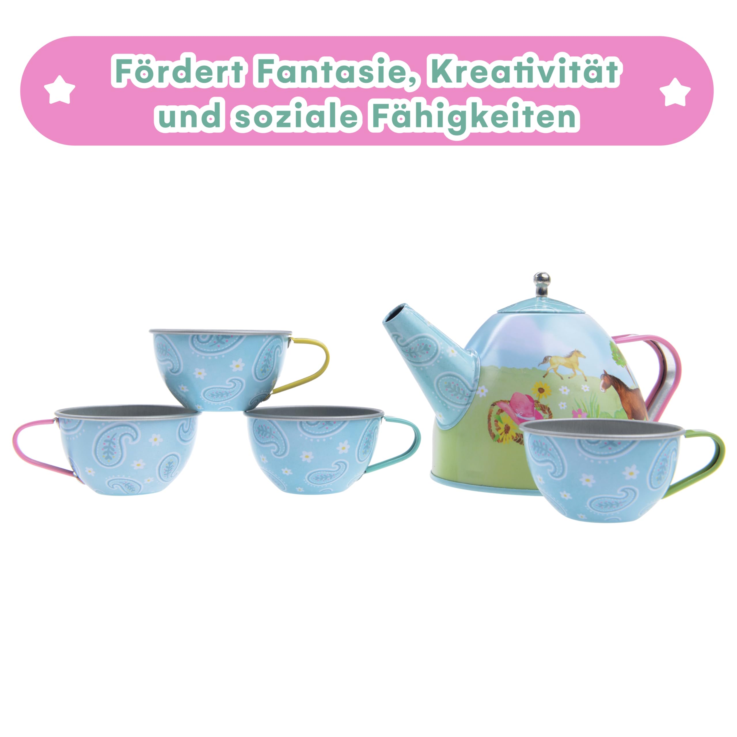 Jewelkeeper Tea Sets Tin Teeservice Pferde 15-teilig Zinn